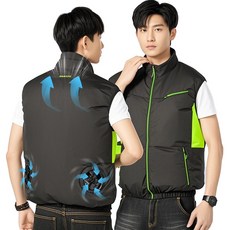 오토바이 배달 라이더 여름 에어 쿨링 바람 선풍기 조끼 5V 3단 조절, 블랙