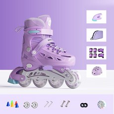 인라인스케이트 콤보 세트 모음 롤러브레이드 스케이트 롤러블레이드 성인/아동용 콤보 세트, E, Purple