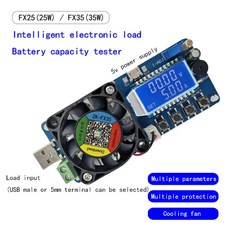 전자 부하 배터리 용량 테스터 FX25 4A 25W FX35 5A 35W 정전류 USB 전원 감지기 조정 가능한 저항기, 2.FX25