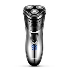 RUNWE Rs986 일렉트릭 Razor Rotary Shaver with Pop-Up Beard Trimmer and LCD 디스플레이 for Men Wet a, Silver_One Size, Silver_One Size