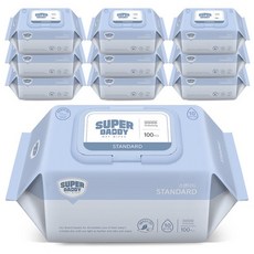 슈퍼대디 스탠다드 저자극 유아물티슈 캡형, 100매입, 30팩