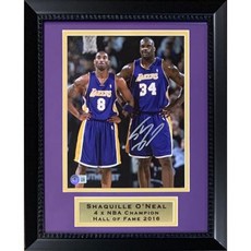 Shaquille O'Neal 사인 Los Angeles 코비 브라이언트 베켓 COA와 농구 8x10 액자 사진 체결