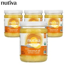 Nutiva 누티바 코코넛 오일 버터 향 플레이버 414ml 비건 버터, 4개