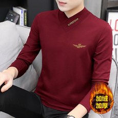 812번 남성 기본 셔츠 가을 겨울 반폴라 순면 긴팔 티셔츠 이너로 반폴라 남장Z