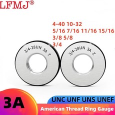 미국 표준 메트릭 미세 스레드 링 게이지 UNC UNF UNS 4 40 10 32 5/16 3/8 3/4 측정 도구 1 세트 GO NOGO 3A 정확도, 1개