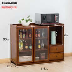 원목그릇장 홈카페 수납장 엔틱 그릇장 커피장 3단 찬장 미니, 월넛양문유리문+2단서랍