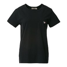MAISON KITSUNE 트리컬러 폭스 패치 여성 티셔츠 AW00102KJ0007 BK