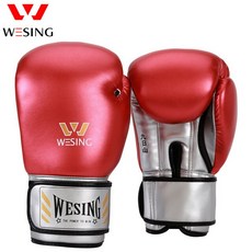 권투글러브Wesing 광택 권투 장갑 성인 훈련 스파링 펀치 백 장갑, 01 red silver_01 10OZ