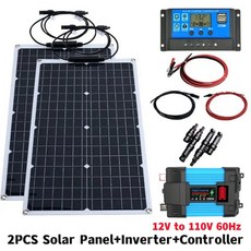 태양 전지 패널 인버터 키트 야외 가정 자동차 100A 컨트롤러 포함 DC12V 에서 AC 110V 220V, 02 220V Solar panel kit, 1개