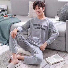 남성용 레터 스트라이프 캐주얼 잠옷 세트 만화 숨결 수면 라운지 편안한 홈웨어 파자마