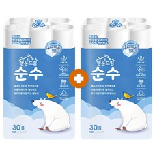 행운드림 순수 3겹 18m 30롤 x 2팩 100% 천연펄프 화장지 휴지