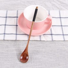 긴 손잡이 커피 스푼 단단한 나무 식기 젓는 스틱 우유 차 꿀 도구 1PC, 06 19.5cm, 1개