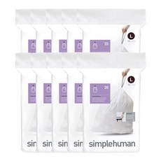 simplehuman Code L 휴지통 봉투 18리터 20장 x 10, 10개