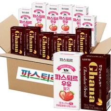 파스퇴르 전용목장 멸균우유 190ml 혼합2종 총12입( 딸기우유 6입 + 가나초코 6입)