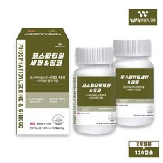 PS 포스파티딜세린 300mg 식약청인증 포스타티딜세린 징코 은행잎추출물 비타민E 영양제 캡슐 기억력 두뇌엔 피에스 효능 미국산