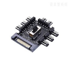 PC 컴퓨터 SATA 1 ~ 8 멀티 웨이 스플리터 쿨러 냉각 팬 허브 3 핀 12V 전원, 상세내용참조