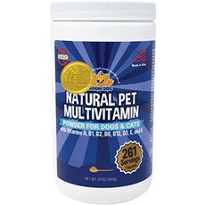  개와 고양이를 위한 애완용 종합비타민 파우더 | 피부 관절 고관절 면역 심장 및 뇌를 위한 미네랄 비타민 항산화제 및 효소 - 마늘 또는 마늘 없음, 무마늘, 24온스 