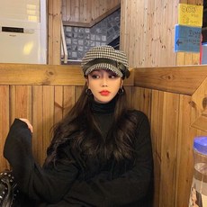 헌팅캡 하운드투스무늬 군모 가을겨울 잉글랜드 가죽단추 뉴스보이 팔각모 셀럽 2020신제품 빵모자