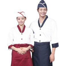FC12 7부조리복 배색 카라 한식 조리사복 위생복 쿡복