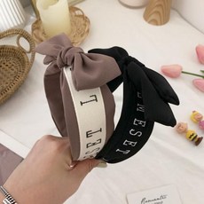 로맨틱모모 [무배]데일리감성 리브 래터링 왕리본 두꺼운 헤어밴드