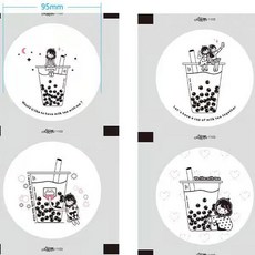EaJ 카페 배달 컵뚜껑 백색식 버블티 업소용 실링 실링필름 포장 씰링 일회용컵 필름 일회용, 소녀 밀크티 3000잔, 1개