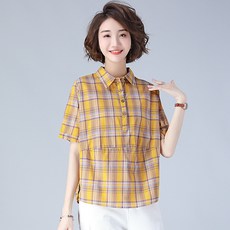와이셔츠 여성 반팔 여름옷 와이드 루즈핏 슬림핏 상의 중년 마담 엄마옷 순면 코튼