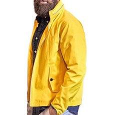 Brooks Brothers 남성용 레드 플리스 브라이트 옐로우 면나일론 경량 방수 재킷 히든 후드 XL