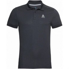 Odlo Nikko 드라이 남성 폴로 셔츠 S/S, 특대, 블랙 - Odlo 스틸 그레이 - 줄무늬