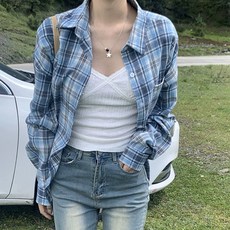 라라홀리 빈티지 버블 체크 루즈 오버핏 셔츠
