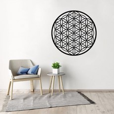 생명의 꽃 Boho Decals Vinyl Mandala 스티커 생명의 종자 벽 장식 기하학 무늬 Mandala Deco Modern|벽걸이 스티커|, 1개, Coffee