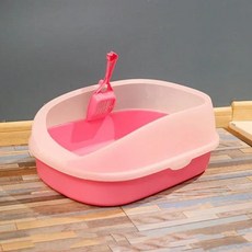 애완견 화장실 고양이 배변 상자 고양이 개 트레이 테디 안티 스플래시 화장실 고양이 배변 삽 강아지 고양이 실내 홈 샌드 박스, 분홍색_37CMX30CMX15CM