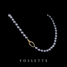 FOSSETTE[포셋] 노블레스 흑진주 목걸이 / 8mm 그레이 진주 골드 핵진주 초커