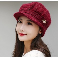 *당일배송* 중년여성 하트장식 기모 챙모자 겨울모자 할머니모자 아줌마모자