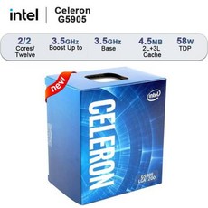 인텔 셀러론 코멧 레이크 듀얼 코어 UHD 그래픽 610 데스크탑 3.5 GHz LGA 1200 58W G5905 BX80701G590, 한개옵션0 - g5905