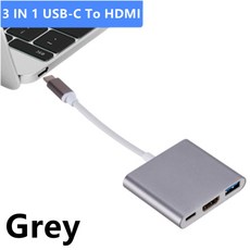 USB-C to HDMI 컨버터 케이블 화웨이 아이패드 호환 맥 노트북 맥북 호환용 USB C 타입 to HDMI 4K USBUSB-C 어댑터 케이블 3 in 1, [01] 3 IN 1 USB-C to HDMI, [02] Silver