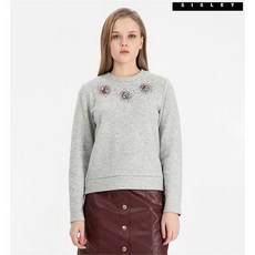 시슬리 비딩 장식 포인트 티셔츠 SATS33861 GR
