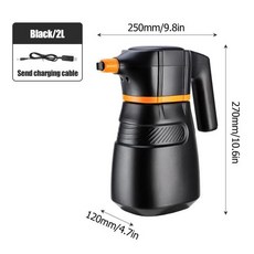 엘라 초고압세차기 물총 무선 세차 거품 분무기 가정용 급수 고압 물총 도구 2000ml, Black, 1개