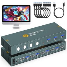 PWAY 4K60HZ HDMI KVM Switch 4 In 1 Out Support HDMI 2.0 HDCP 2.2 With USB 3.0 Port Hotkey Switch PC, 1) 4PC Share 1 K-V-M, 1개