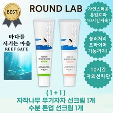 [1+1] 라운드랩 자작나무 수분 톤업 선크림 50ml 무기자차 선크림 수분 선크림 (SPF 50+ PA++++), 톤업 + 무기자차