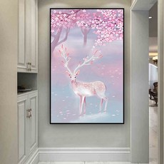 아트조이 DIY 보석 십자수 5D 핑크 꽃사슴, 30*40