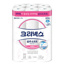 크리넥스 펄프 3겹 순수소프트 프레시 화장지 27m, 24개입, 10개