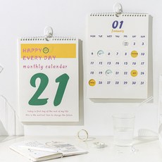 2021 해피 데이 홈 벽걸이 무지 달력 엔틱 감성 빈티지 레터링 만년 패브릭 포스터 일일