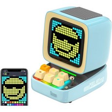 [관부가세포함] Divoom Ditoo 레트로 Pixel Art Game 블루투스 Speaker with 1, Blue, 파란색, FREE