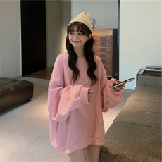 맨투맨 가을 INS 유행 여성의류 이니셜 플라워 프린트 와이드 풀오버