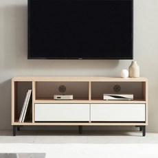 높이조절 티비다이 전선홀 북선반 120CM 그레이화이트 거실 서랍 협탁 장식장 매거진랙 진열장