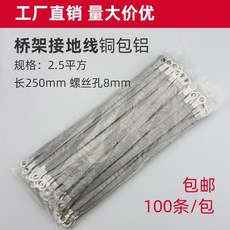 접지선 구리 편조선 접지 쉴드 전선 케이블 오링 플랫 와이어 100개 세트, 2.5제곱미터 길이 250mm (주석 도금)