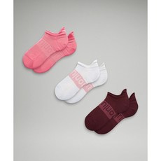 [백화점 매장정품] 룰루레몬 양말 W 파워 스트라이드 탭 삭스 세트 (3 pcs) - SAKP/WHT/GARN, Sakura Pink/White/Garnet - S