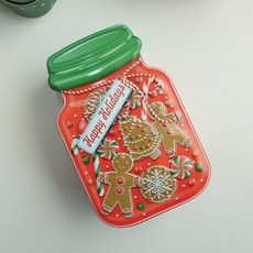 크리스마스 보틀 틴케이스 틴박스 쿠키 상자 사탕함, 1개, 해피 홀리데이