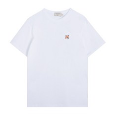 메종키츠네 여성용 20FW 폭스 헤드 패치 반팔 티셔츠 화이트 AW00103KJ0005