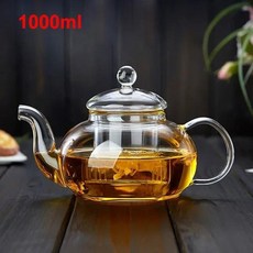 유리 티팟 내열성 붕규산염 꽃 차 냄비 필터 가열 찻그릇, 4.1000ml, 1개